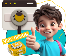 Тестирование & Vibe Debug. Охотники за багами - КИБЕРшкола программирования для детей, компьютерные курсы для школьников, начинающих и подростков - KIBERone г. Домодедово